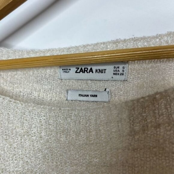 Zara Knit Women’s Size Small Italian Yarn Sweater Beige Oversized Short Sleeve - Picture 3 of 10